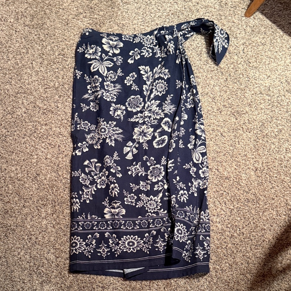Vintage Liz Claiborne Crazy Horse Navy Floral wrap skirt